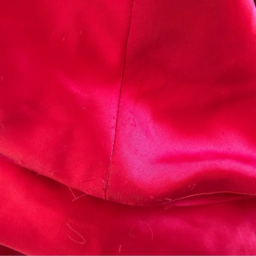 Norma Kamali Deep Drape Neck Gown Tiger Red satin Maxi Dress AS IS Revolve S - Picture 9 of 11